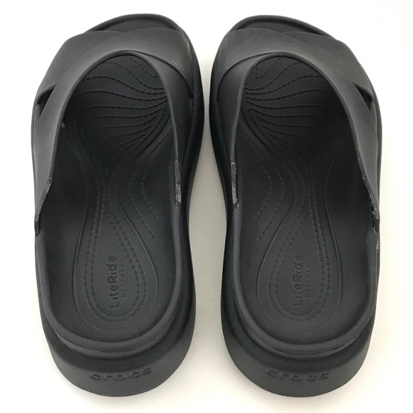 Crocs Brooklyn Luxe Cross Strap Sandals Black Women’s Size 8 - Picture 10 of 16